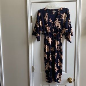 ASOS Floral V-Neck Midi Dress, Size 4